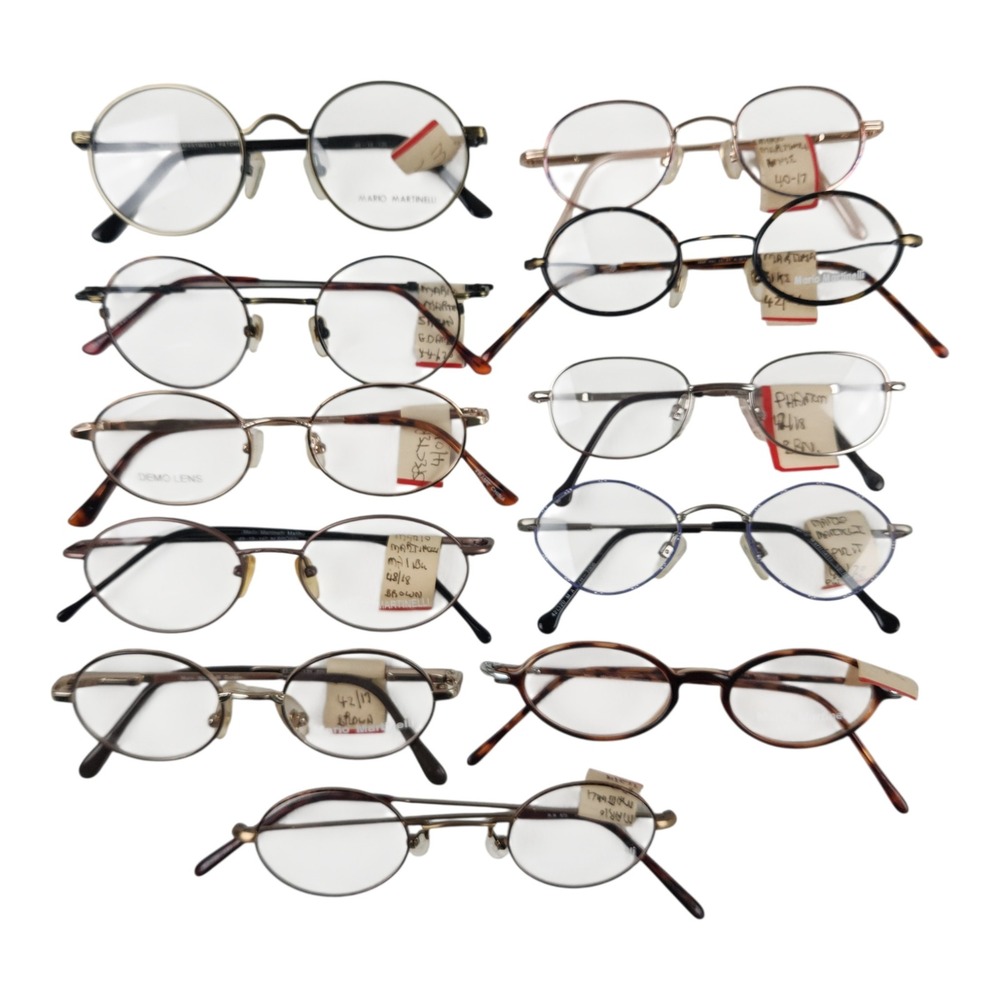 Lot of 11 Vintage Eyeglasses Frames NOS Mix Resellers Martinelli Round SMALL